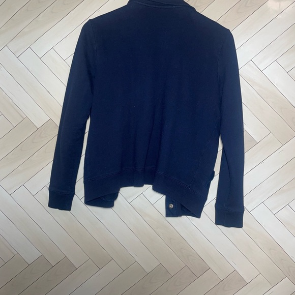 Lauren Ralph Lauren cotton navy button up mock neck sweater size Medium petite - Picture 6 of 7